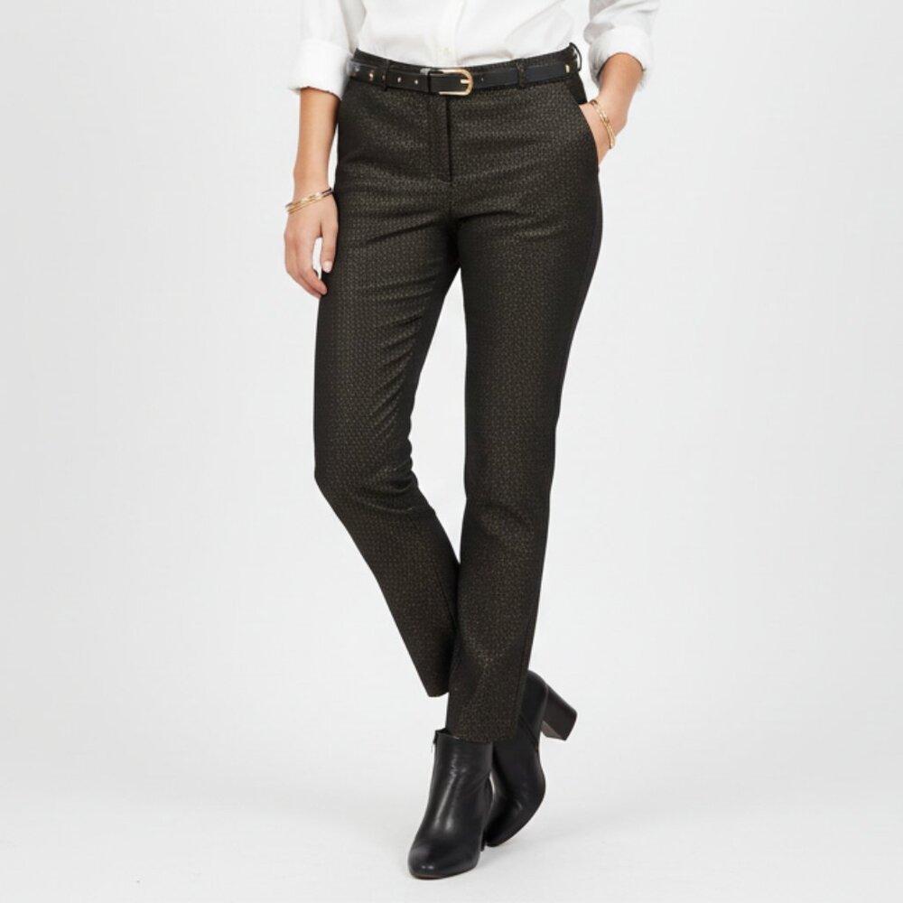 Banana Republic Brown Print Sloan Mid Rise Slim Textured Pants NEW 8